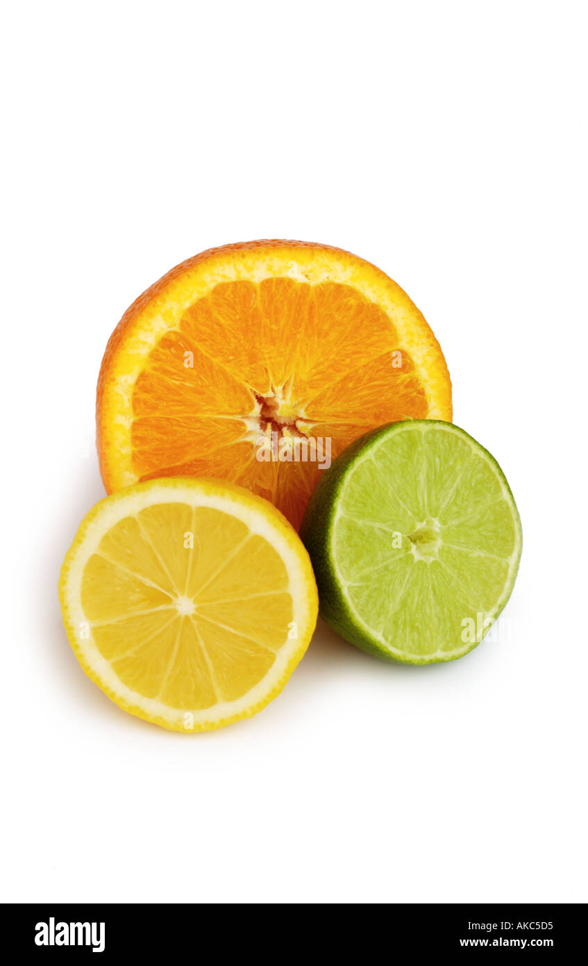 Orange Zitrone Limette Stockfoto