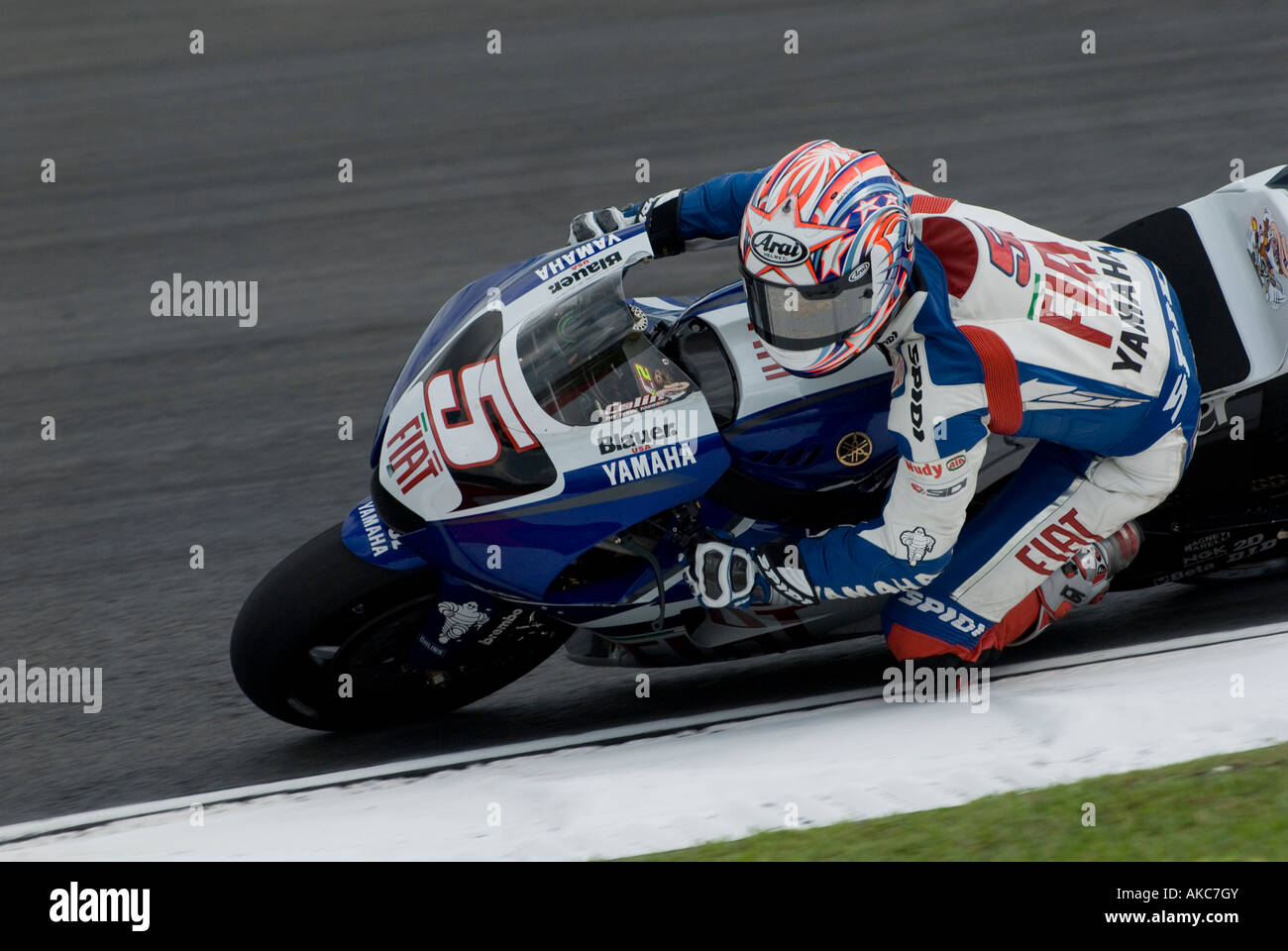 Amerikanische Colin Edwards Fiat Yamaha Team 2007 Polini Malaysian Motorrad-Grand-Prix Strecke in Sepang Malaysia Stockfoto