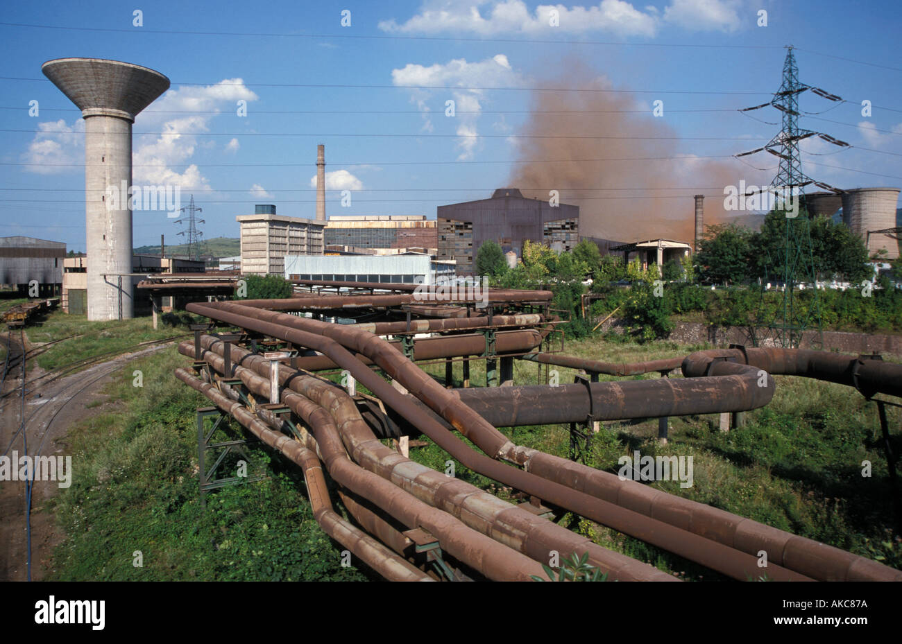 Hunedoara, Industrie Anlagen, Rauch, Stahl-Manufaktur Stockfoto