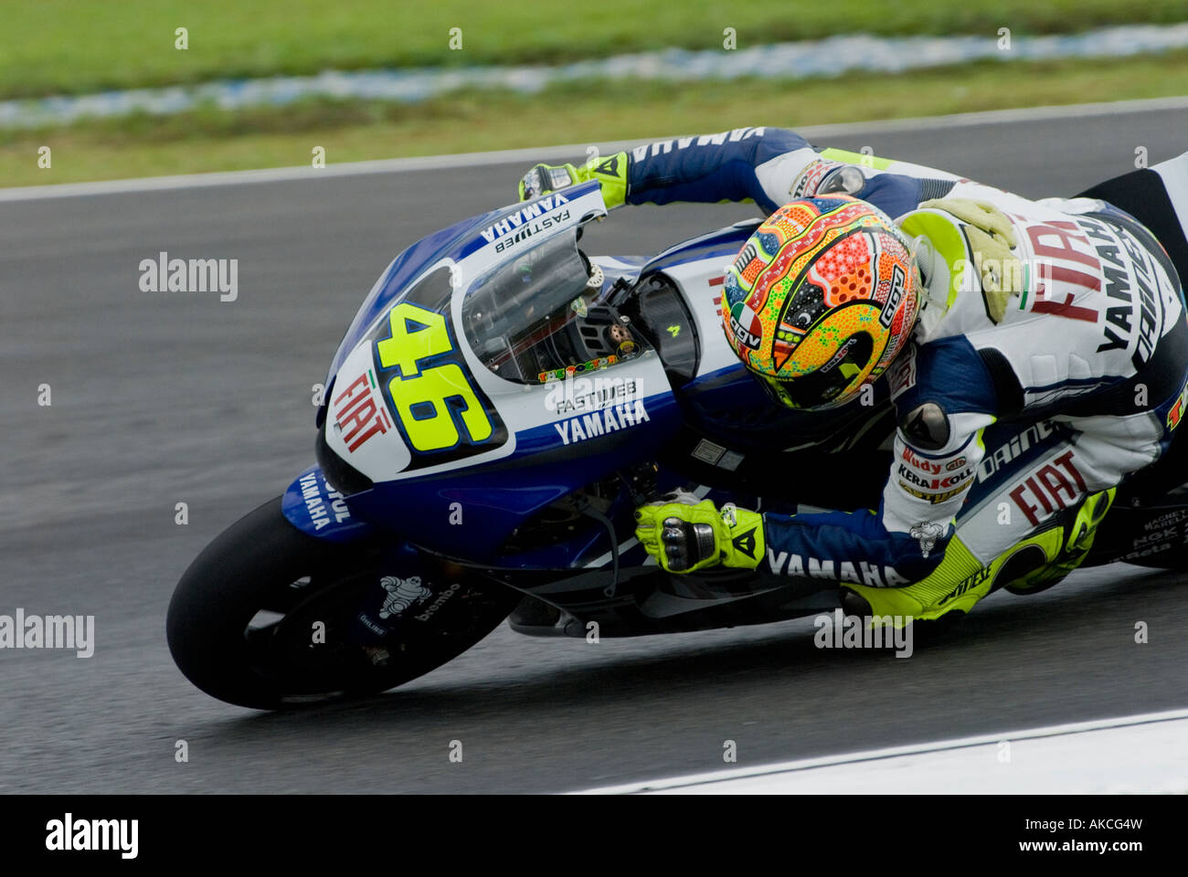 Italienischen Valentino Rossi Fiat Yamaha Team 2007 Polini Malaysian Motorrad-Grand-Prix Strecke in Sepang Malaysia Stockfoto