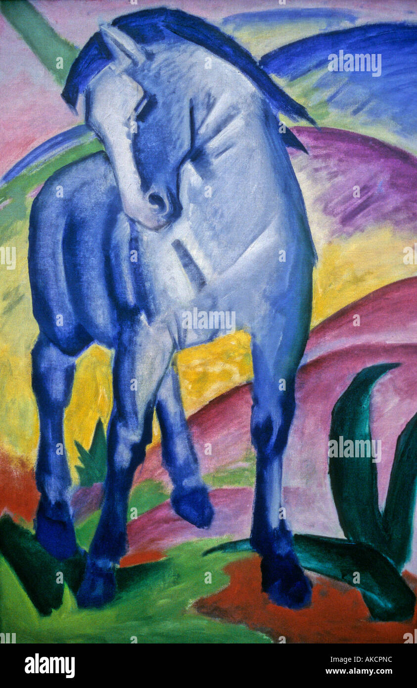 DIE BLAUEN PFERDE (1911) FRANZ MARC (1880-1916) LENBACH MUSEUM MÜNCHEN Stockfoto