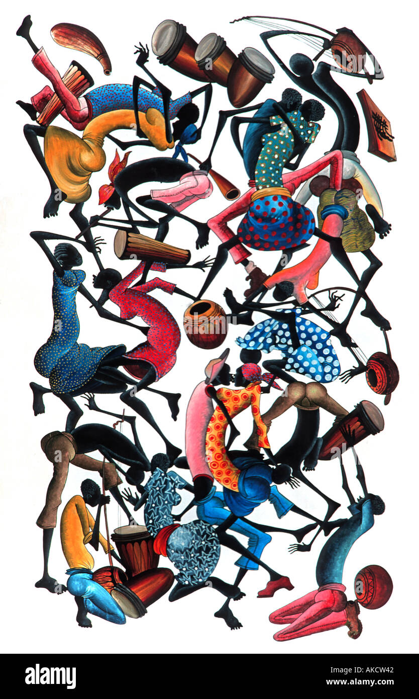 Zeitgenössische Malerei an den Wänden des Hotel Stone Town Unguja Zanzibar Island Tansania indischen Ozean Ostafrika Stockfoto