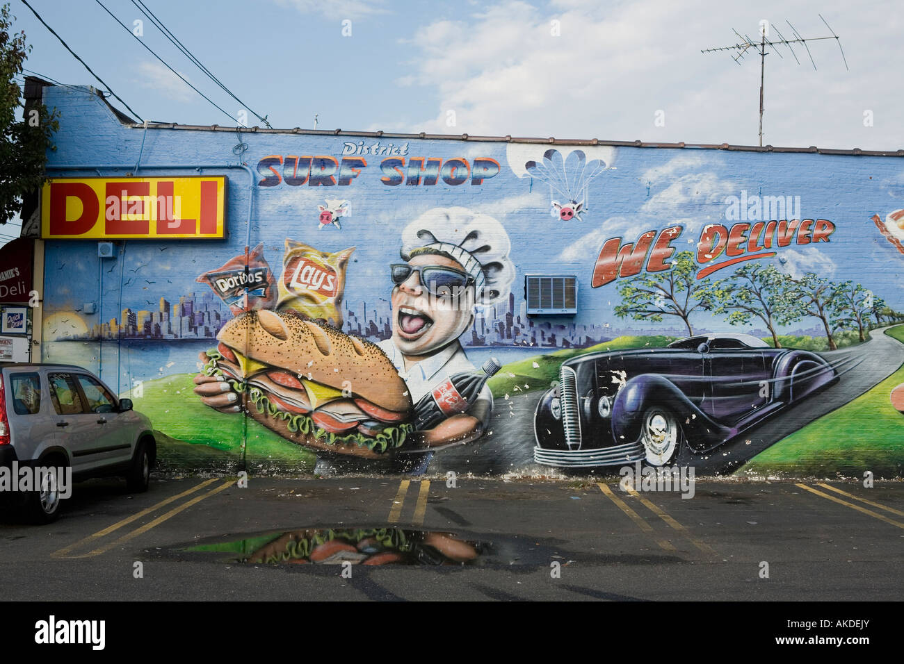 Wandmalerei auf Long Island New York deli Stockfoto