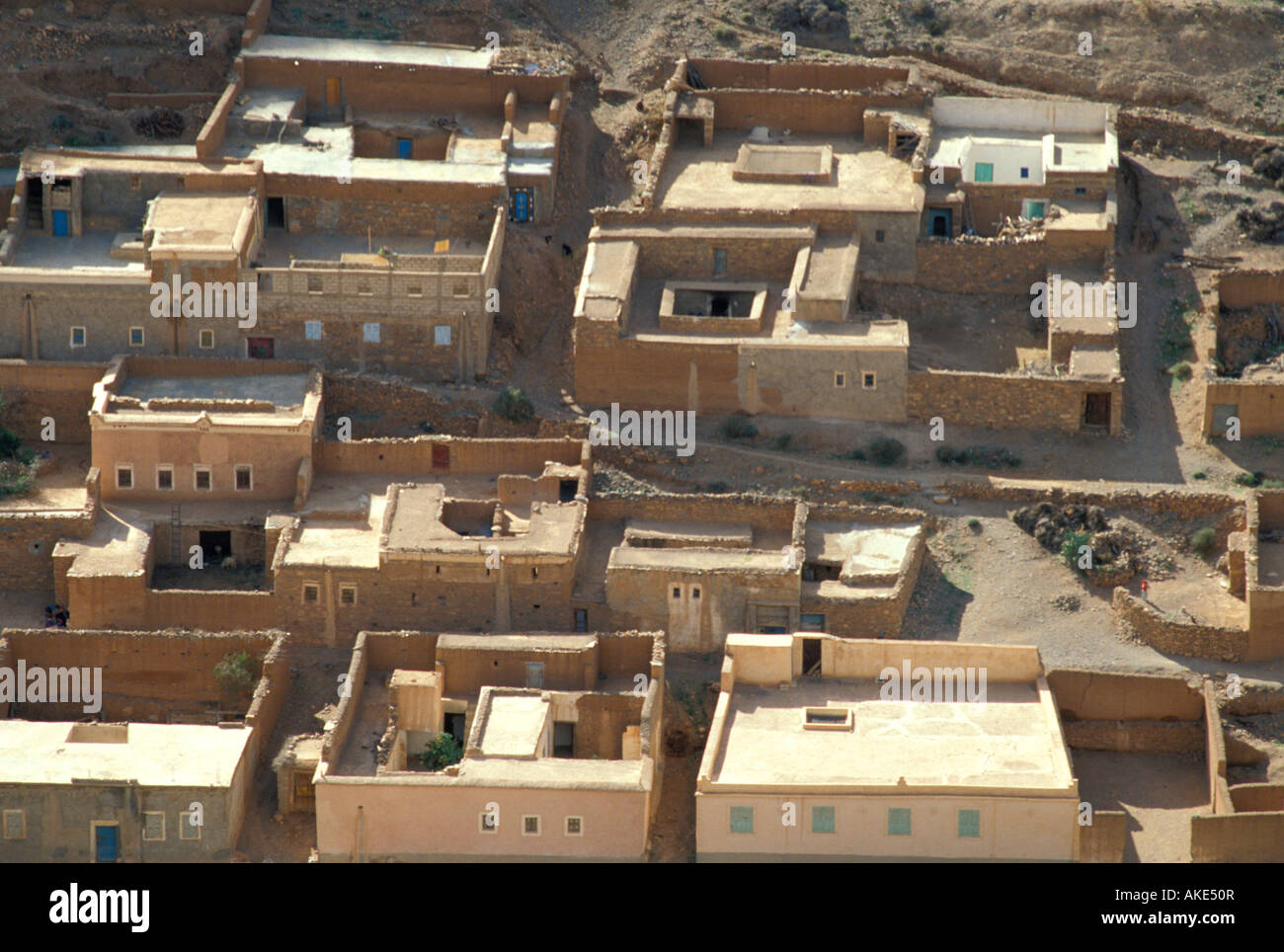 Dorf an der Oase, Amtoudi, Marokko Stockfoto