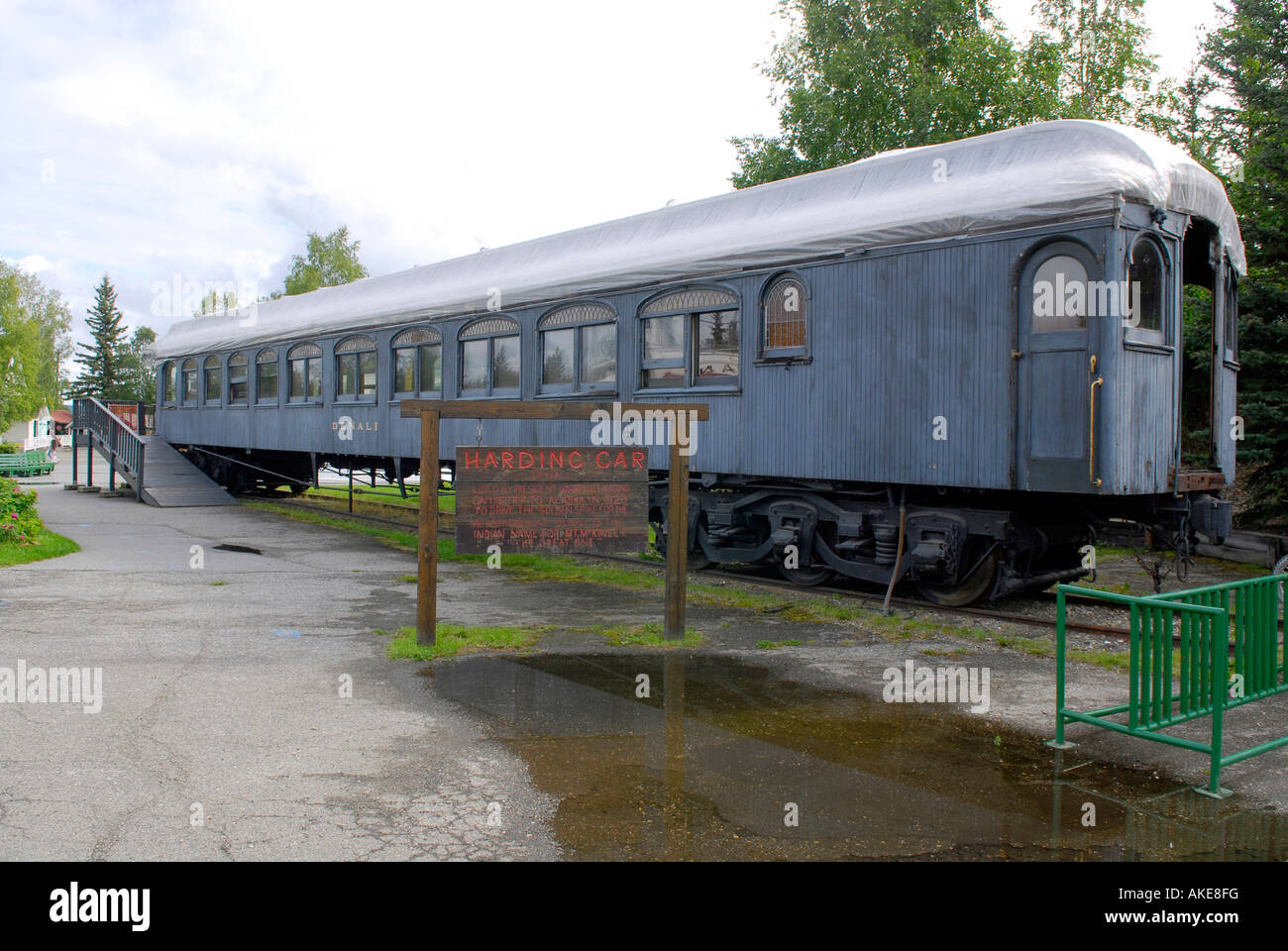 Präsident Warren G Harding Eisenbahn-Waggon im Pionierpark Fairbanks Alaska Alaska Highway ALCAN Al Can U S Vereinigte Staaten Stockfoto