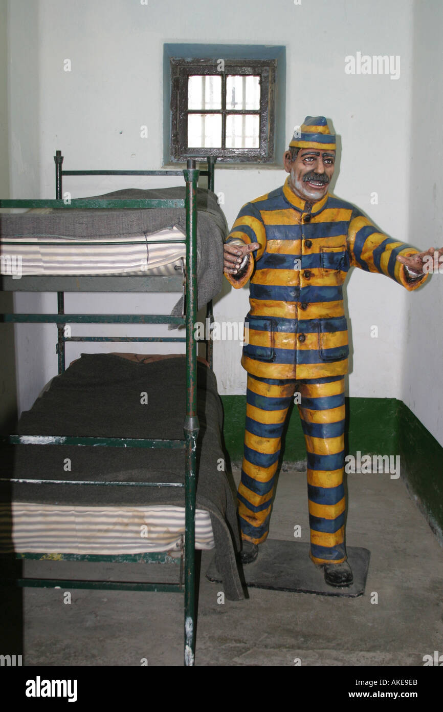 Modell eines Häftlings in der alten Usuhaia Gefängnis, die zuletzt benutzte in der 1940 s jetzt als Museum genutzt und auch Ausstellungen zeigen Stockfoto