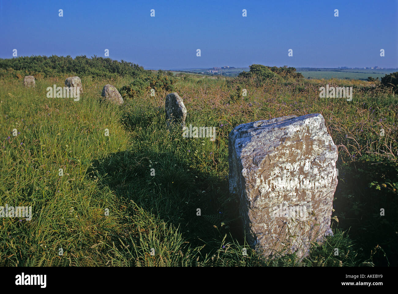 Seilfahrt un Steinkreis in der Nähe von Lands End ist 25 Fuß und enthält eine ungewöhnliche Quarzstein Stockfoto