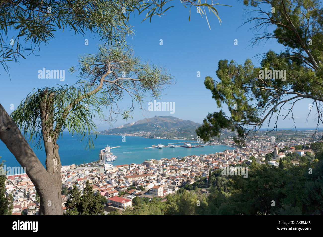 Panoramablick, Bochali, Zakynthos-Stadt, Zakynthos (Zante), Ionische Inseln, Griechenland Stockfoto