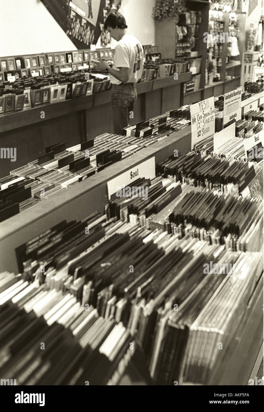 Plattenladen Vinyl LP Alben in den Vereinigten Staaten etwa 1980 Stockfoto