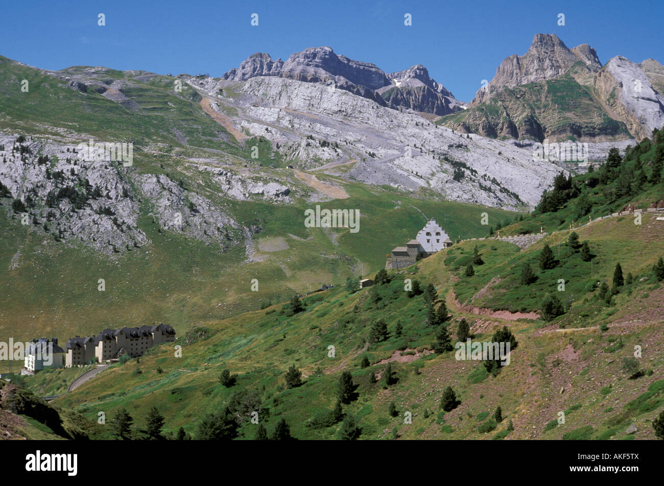 Col du Somport: Sierra de Aisa, Jaca, Spanien Stockfoto