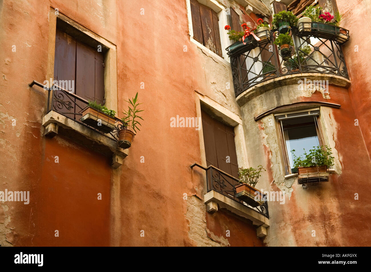 Balkon in San Marco Viertel, Venedig, Italien Stockfoto