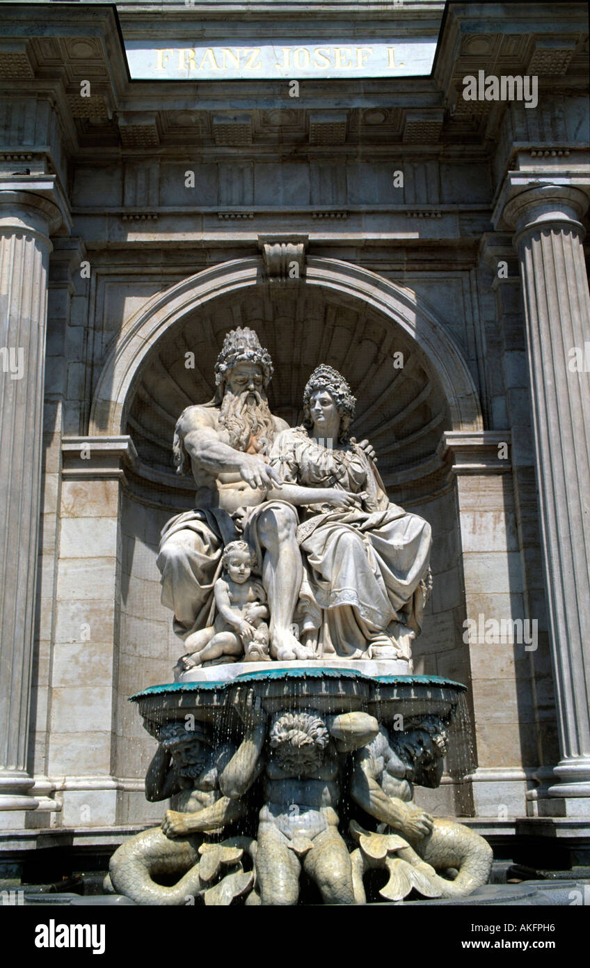 Österreich, Wien 1, Albertinaplatz, Detail Vom Danubiusbrunnen (1869) eine der Albrechtsrampe Stockfoto