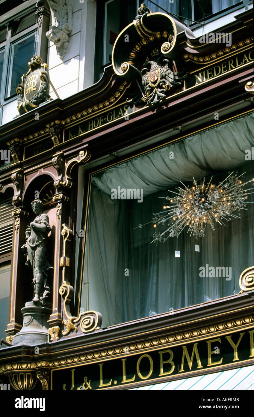 Österreich, Wien 1, Kärtnerstrasse 26, Fassadenfigur bin Vorahnung Lohmeyer Stockfoto