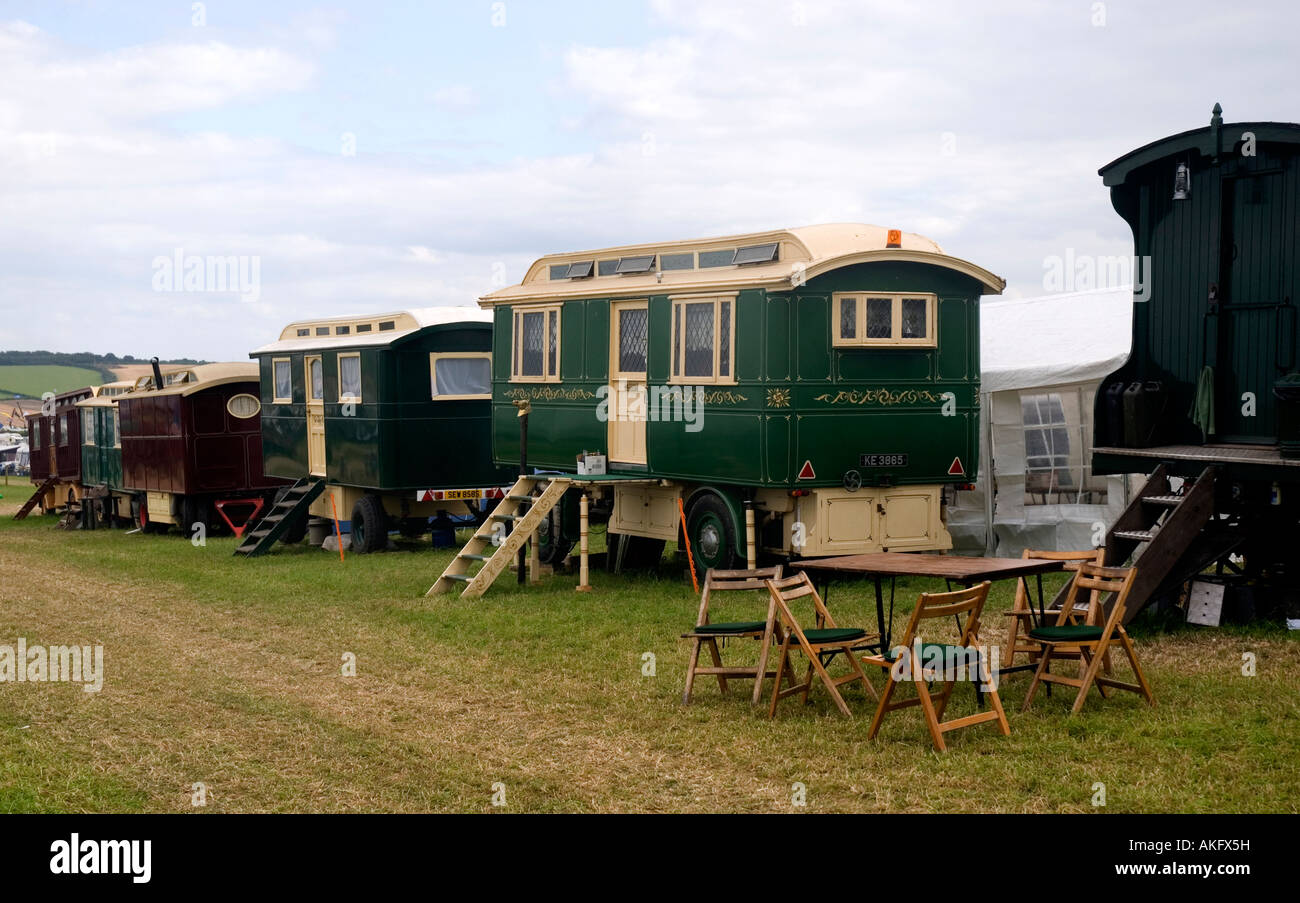 Oldtimer Wohnwagen bei der 2007 Great Dorset Steam Fair Blandford Forum Dorset-England Stockfoto