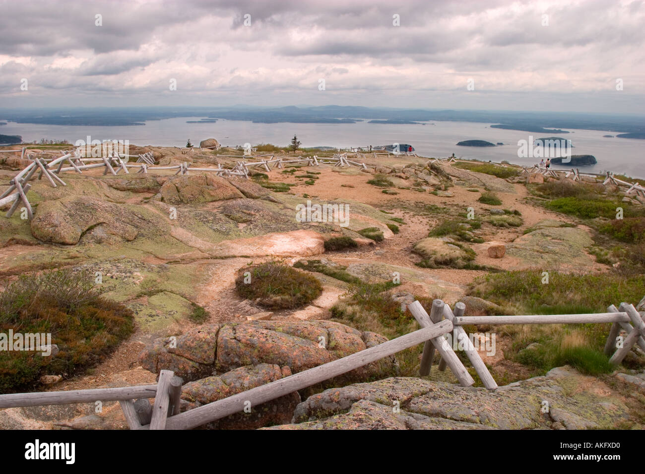 Gipfel des Cadillac Mountain im Acadia National Park Stockfoto