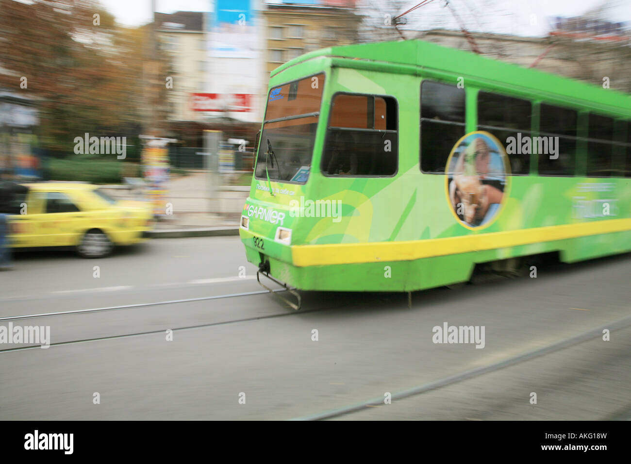 Eine Straßenbahn auf Vitosha Bl Straße in Sofia Bulgaria Stockfoto