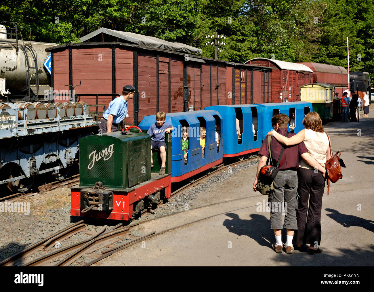 Die Betriebsform (Bereich Eisenbahn) in Bochum-Dahlhausen Eisenbahnmuseum, Deutschland. Stockfoto