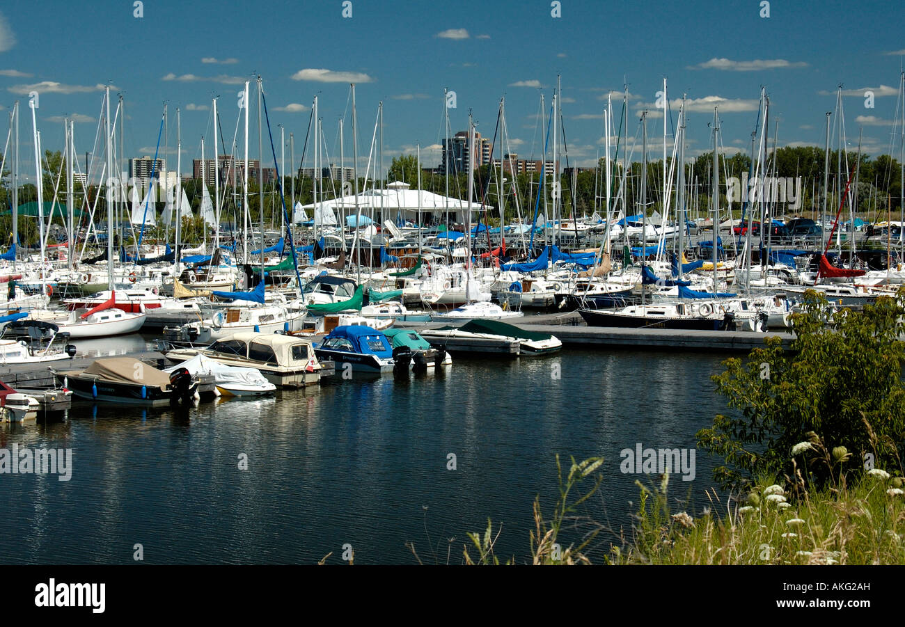 Kanada, Ottawa, Nepean, Britannia Yacht Club, Yachten, Segelboote, vertäute, Marina Stockfoto