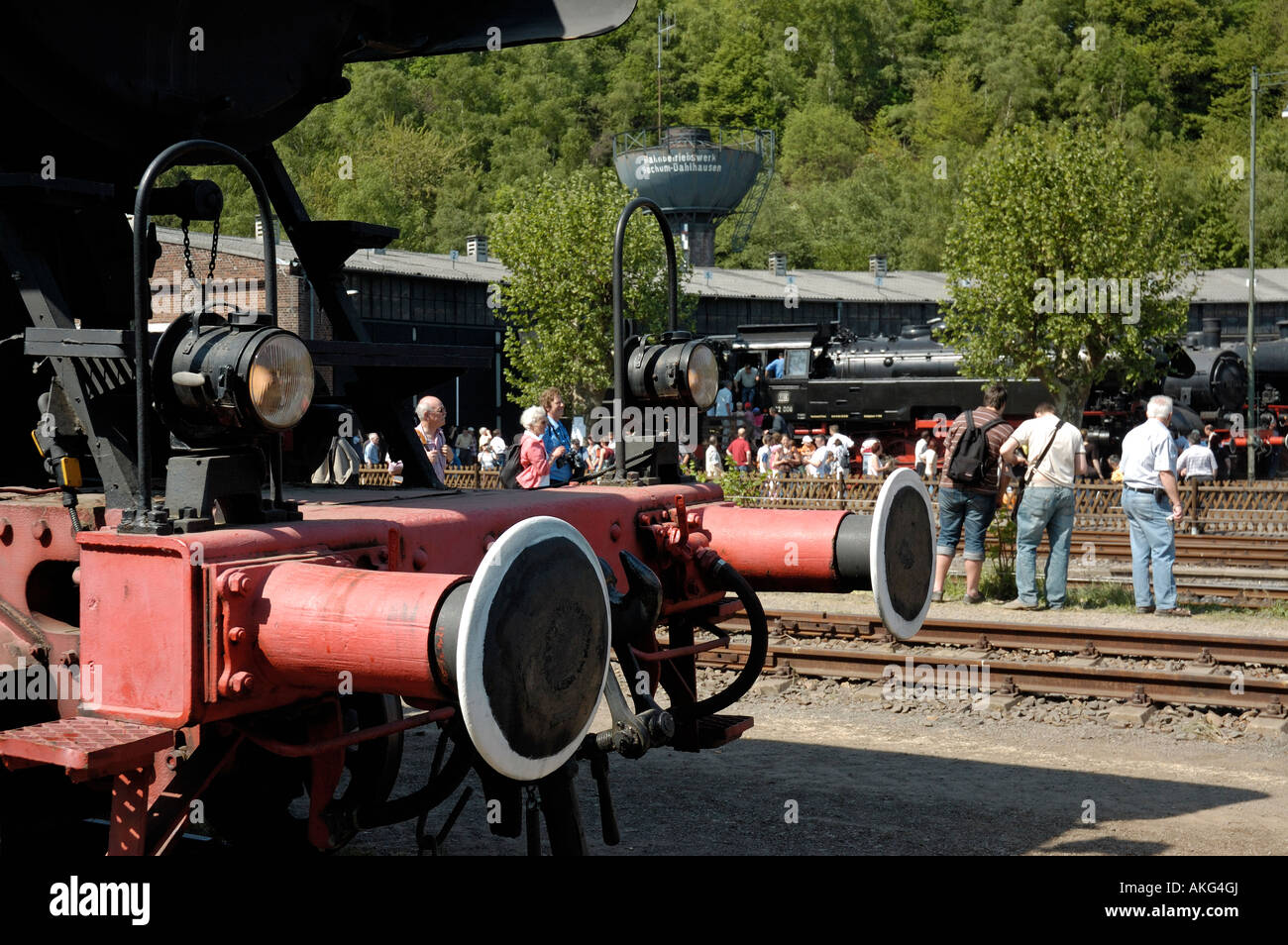 Anzeige der erhaltenen Dampflokomotiven während der 30. Geburtstagsfeiern, Bochum Eisenbahnmuseum (größte Länder) in Deutschland. Stockfoto
