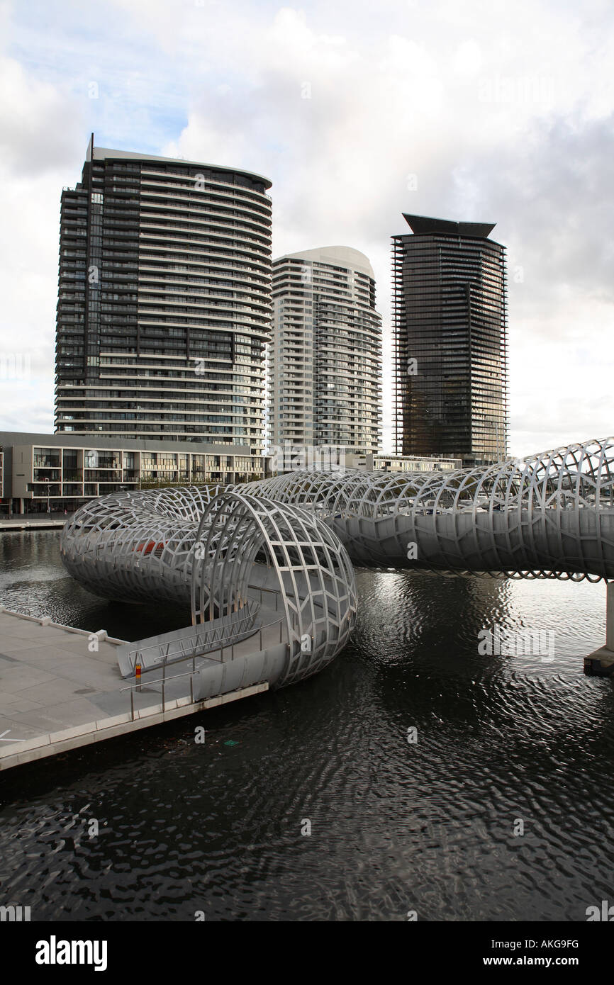 Webb-Brücke am Yarra Rand Teil der Docklands Melbourne Victoria Australien Stockfoto