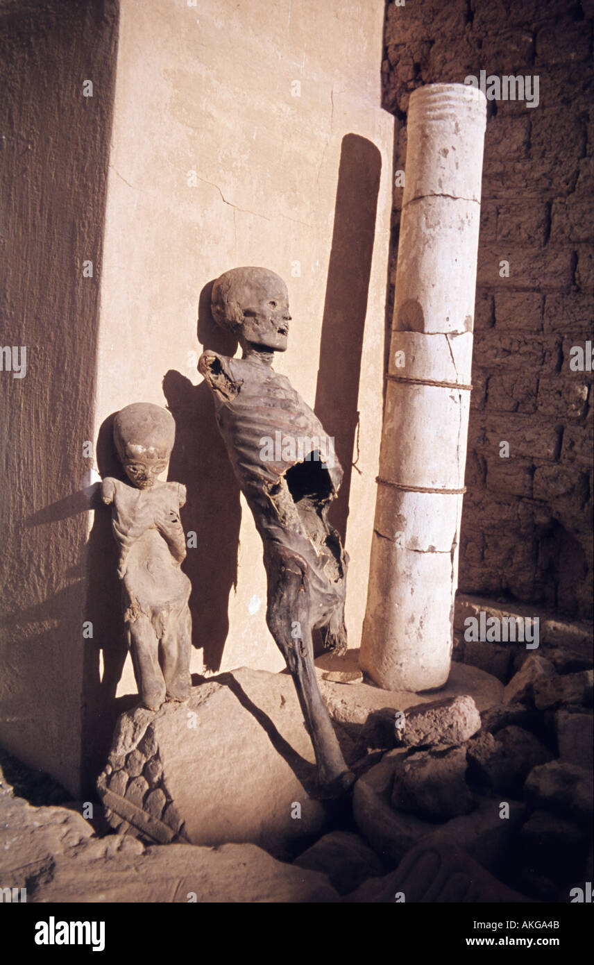Mumien, stützte sich auf Wand Lage ungewiss Stockfoto