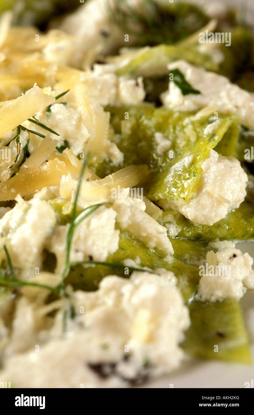 Welche grüne Nudeln mit Ricotta-Käse, Caminetto d ' Oro Restaurant, Bologna, Emilia Romagna, Italien Stockfoto