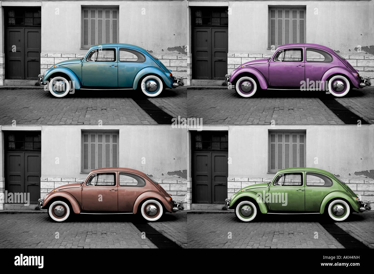 ein VW-Käfer in einer pop-Stil-Farbe-variation Stockfotografie - Alamy