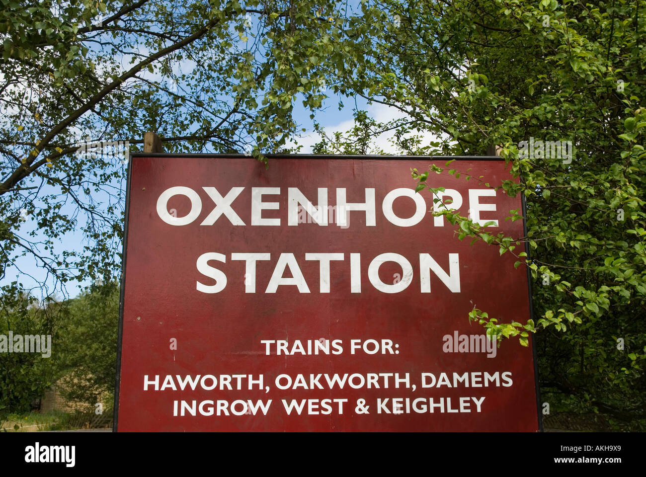 Oxenhope Station Zeichen Wert Valley Railway Yorkshire England Stockfoto