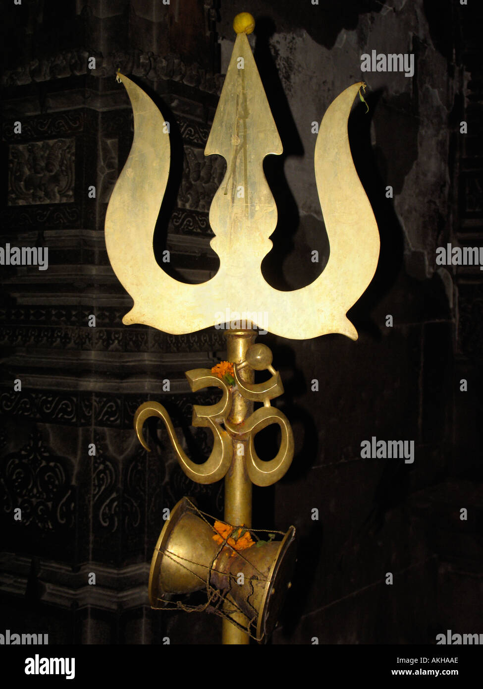 Symbole des Hindu-Gottes Shiva Stockfoto