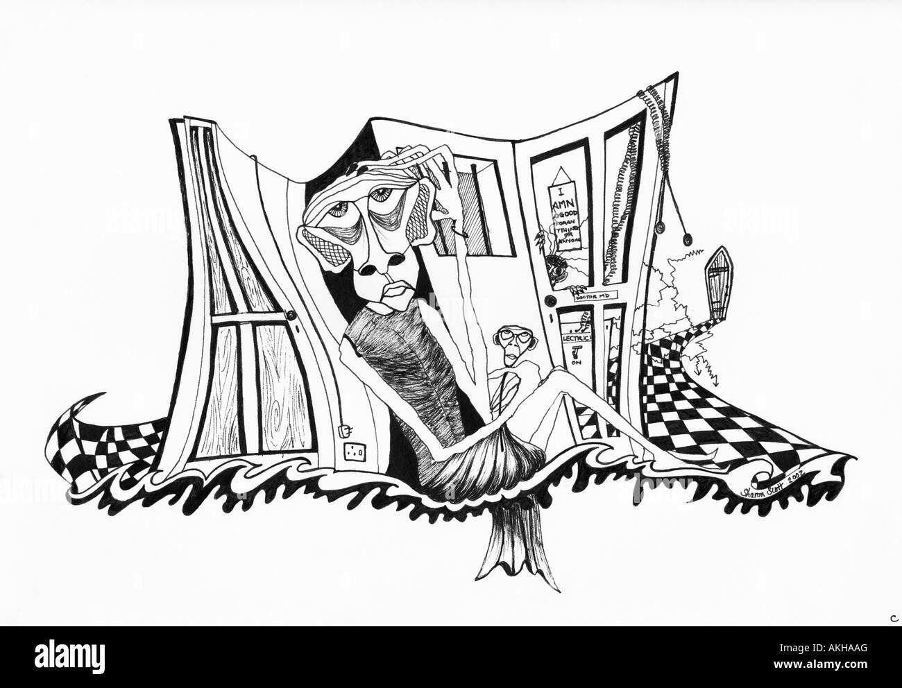 Zeichnung von Sharon Scott Leeds West Yorkshire England UK Stockfoto