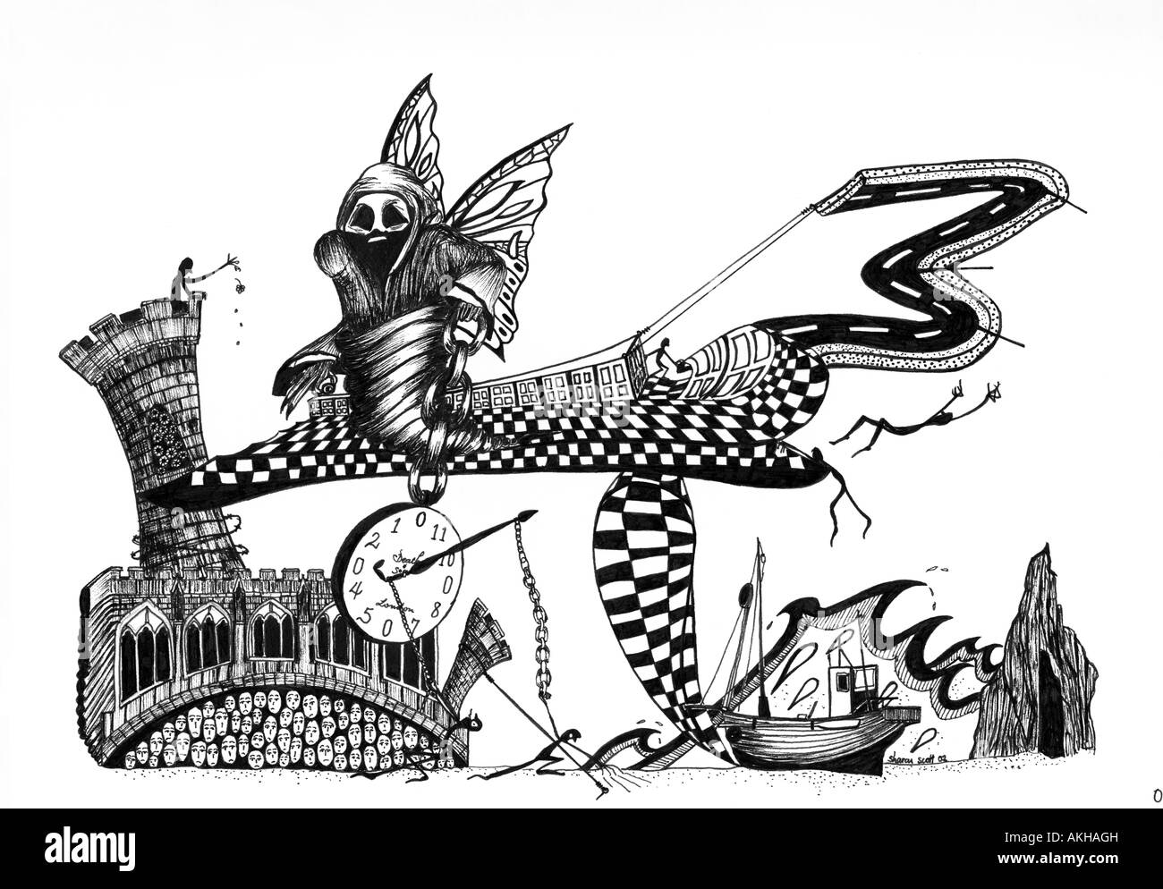 Zeichnung von Sharon Scott Leeds West Yorkshire England UK Stockfoto