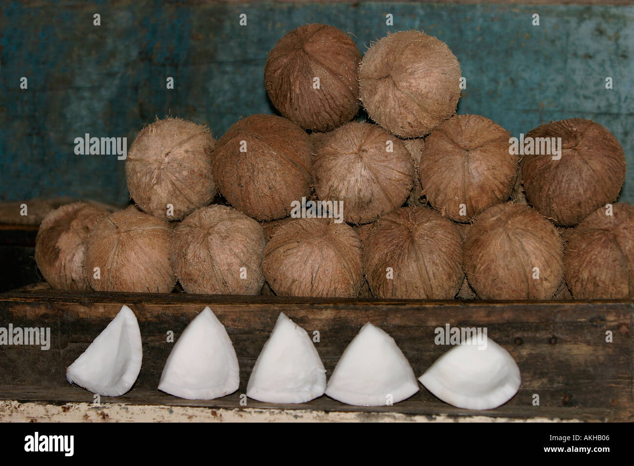 Kokosnüsse zu verkaufen. Stockfoto