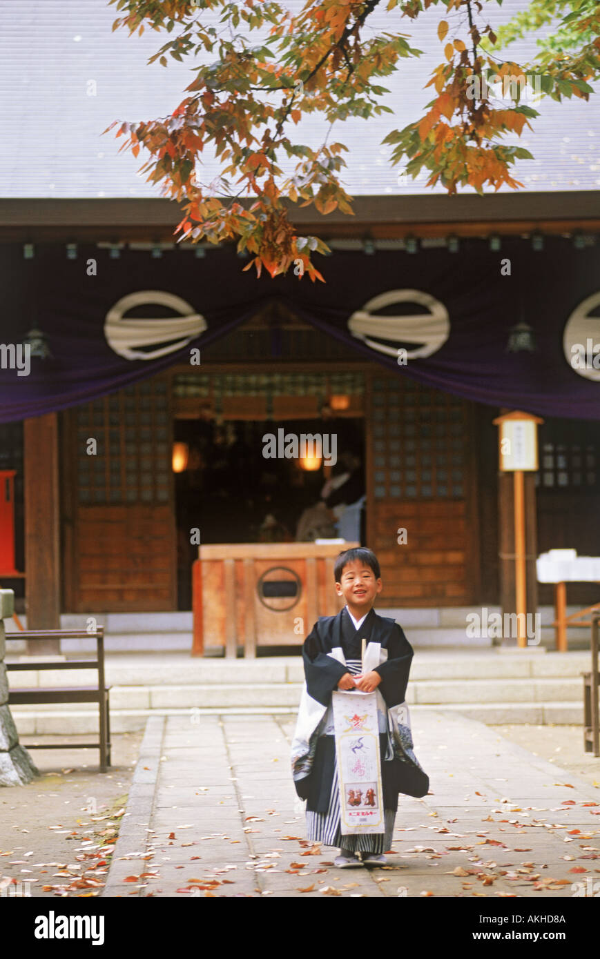 Japanische junge im Kimono während November Kinderfest Stockfoto