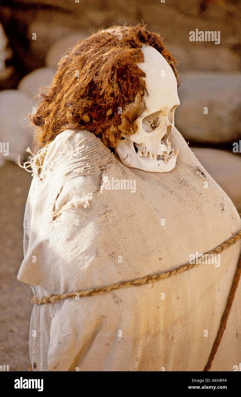 Antike Grabstätte erhalten durch Trockenheit in Nasca-Peru Stockfoto