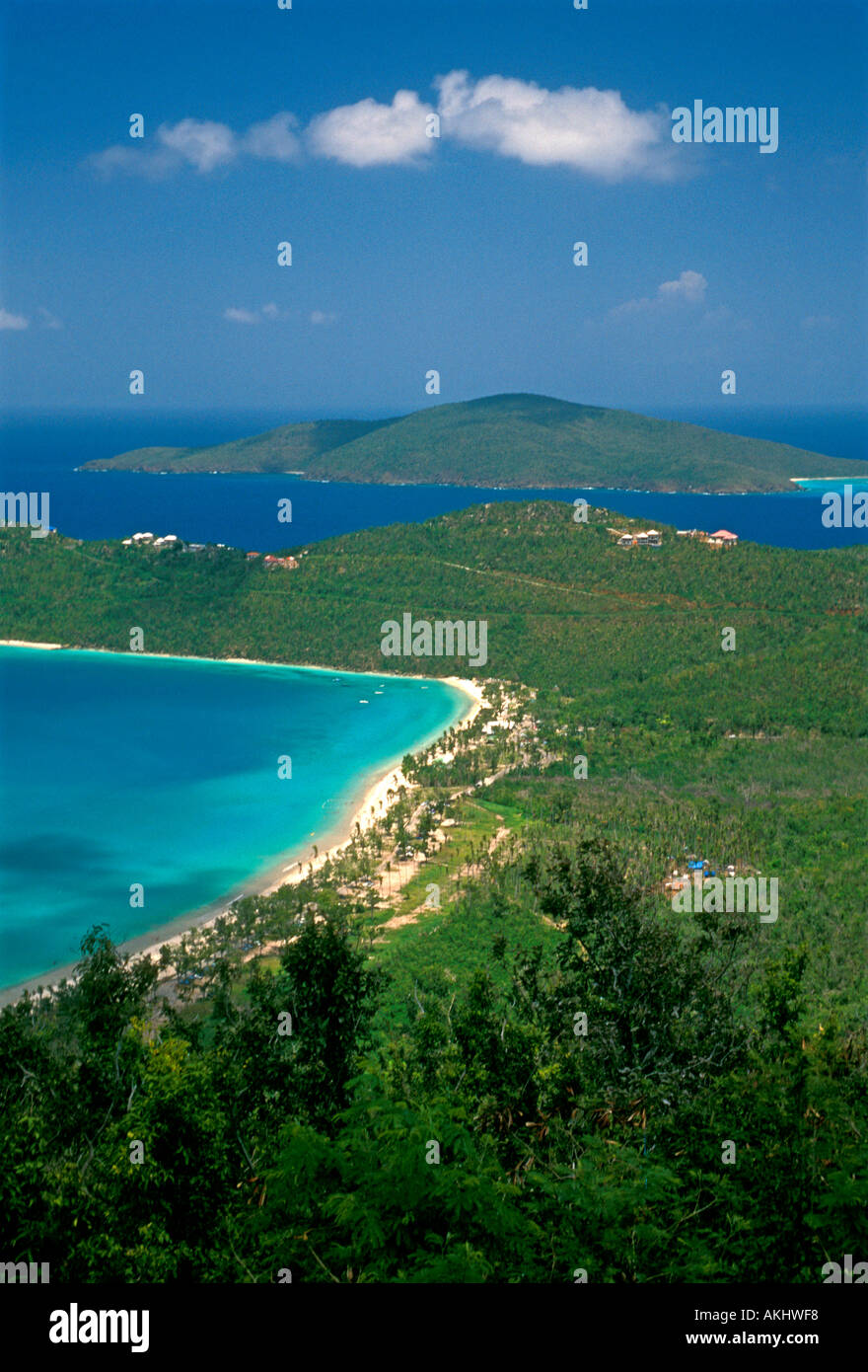 Magens Bay, Magens Strand, Blick von Drakes Sitz, St. Thomas, St. Thomas, Vereinigte Staaten, Virgin Islands, USVI Stockfoto