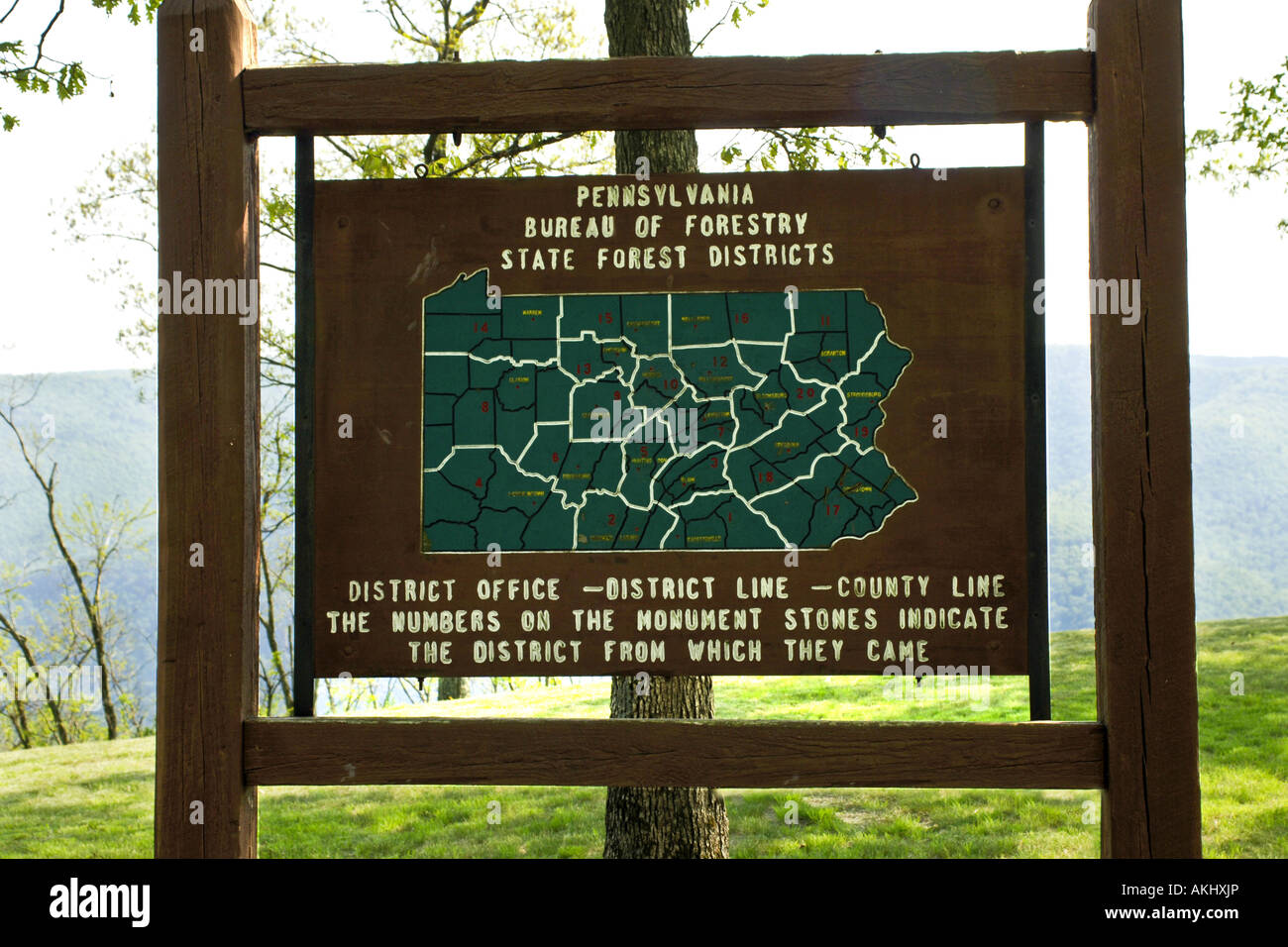 Pennsylvania Bureau of Forestry Schild am Hyner Ansicht PA Stockfoto