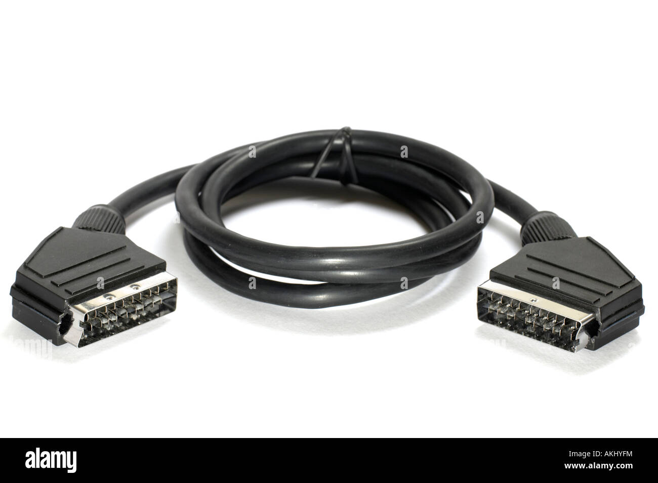 Scart-Kabel und 2 Steckern Stockfoto