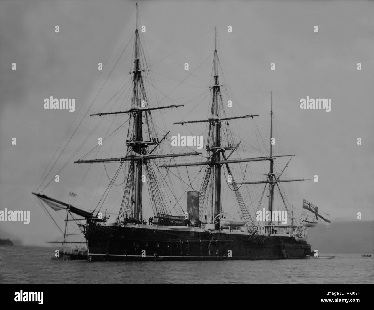 UK Schottland Firth of Clyde die königliche Marine Kriegsschiff HMS Shannon aus Greenock während des 1890 s Stockfoto