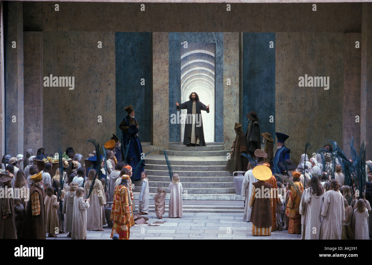 Passion Play Christus Gebet im Tempel Oberammergau oberen Bayern Deutschland Stockfoto