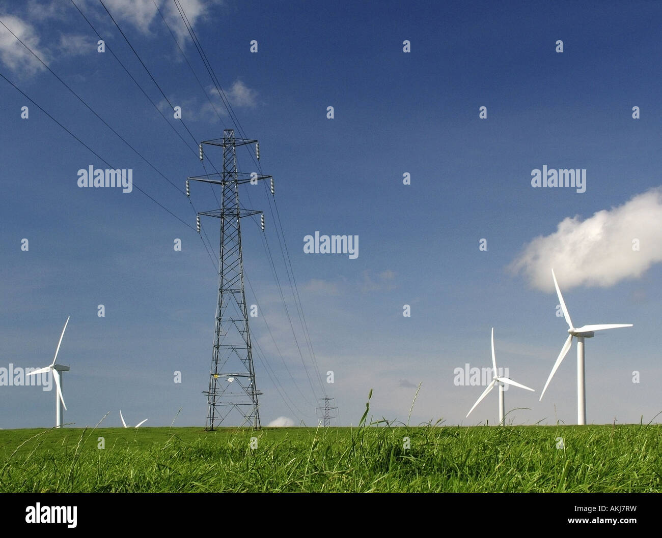 erneuerbare Energien Landschaftsbild von Windkraftanlagen Stockfoto