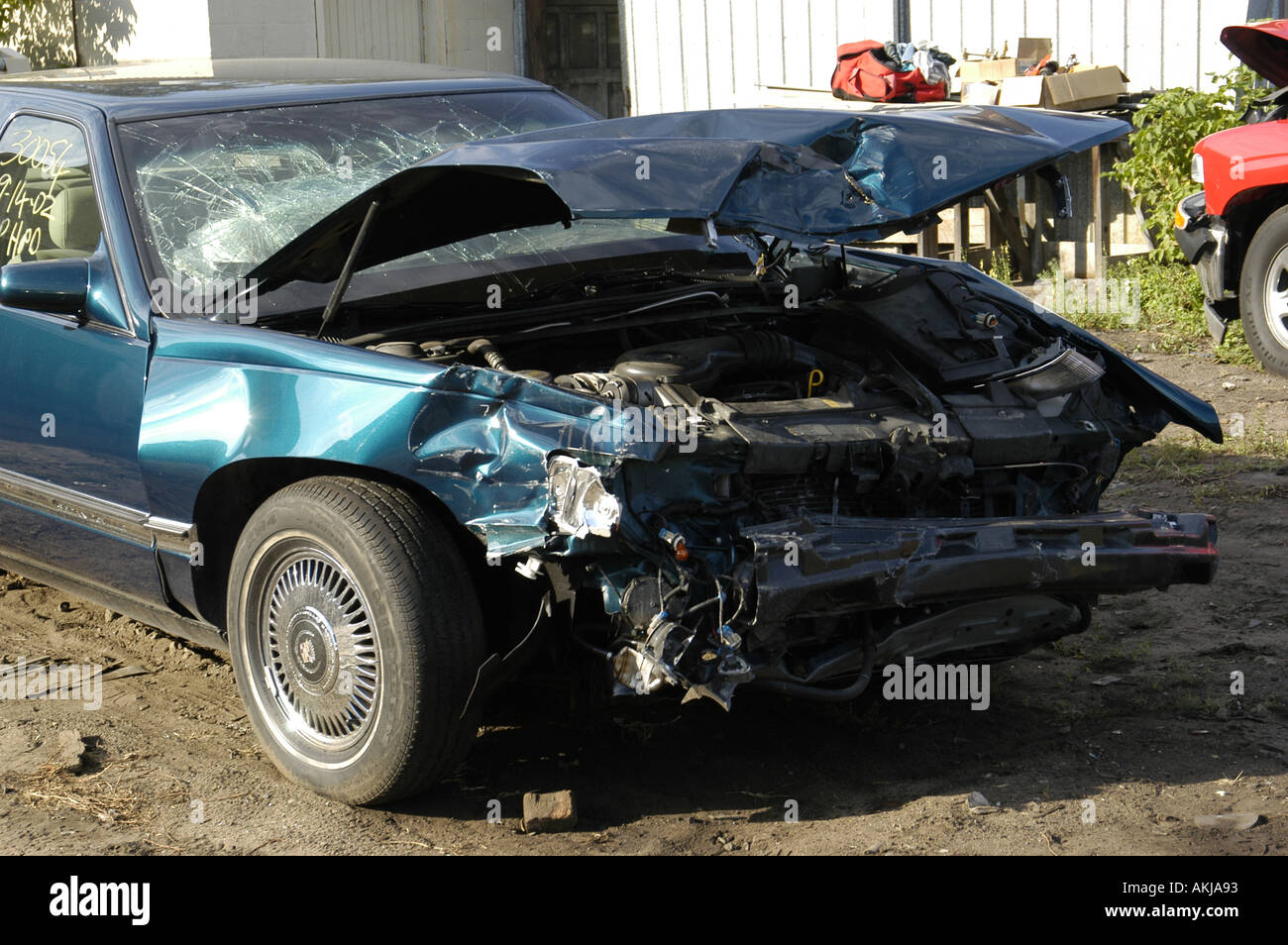 Ergebnisse einer zwei Autos Autounfall wo Airbags Leben gerettet Stockfoto
