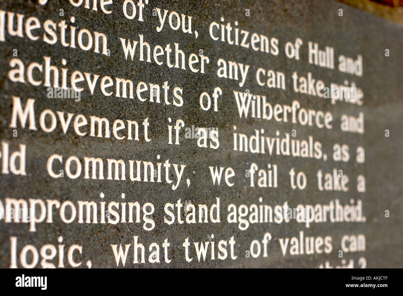 Erklärung gegen die Sklaverei, Wilberforce House Museum und Nelson Mandela Gärten, Kingston upon Hull, East Yorkshire Stockfoto