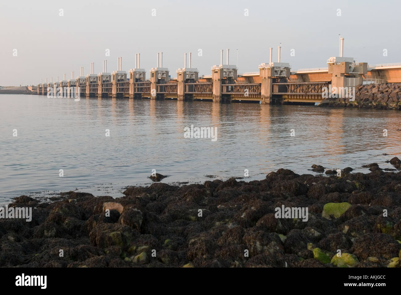 Östlichen omtrent Sperrwerks zwischen Schouwen-Duivenland und Nord-Beveland, Niederlande Stockfoto