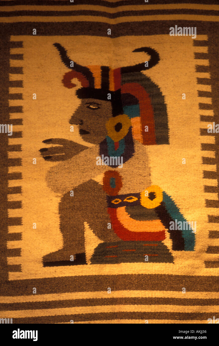 Mexikanische Wolldecke, Aztec Bild-, Textil-, Markt, Teotihuacan, Mexiko, Mexiko Stockfoto
