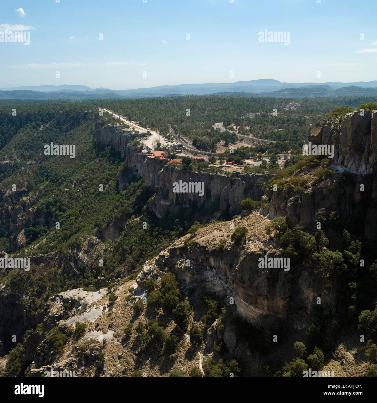 Vista Ansicht Kupfer Canyon Mexiko spektakulären Drop Höhe hohe Gipfel Höhe Reisen Tourismus Flucht Wochenende Urlaub Wandern Klettern Stockfoto