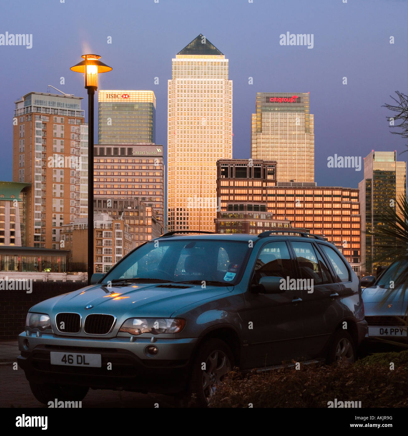 Canary wharf London England uk in der Abendsonne Stockfoto