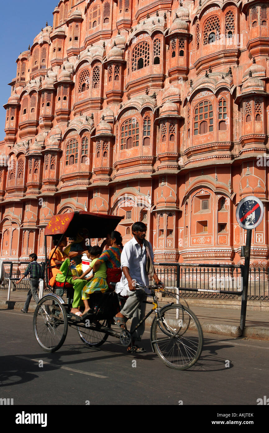 Indien, Rajasthan, Jaipur, Hawa Mahal oder Windpalast Stockfoto