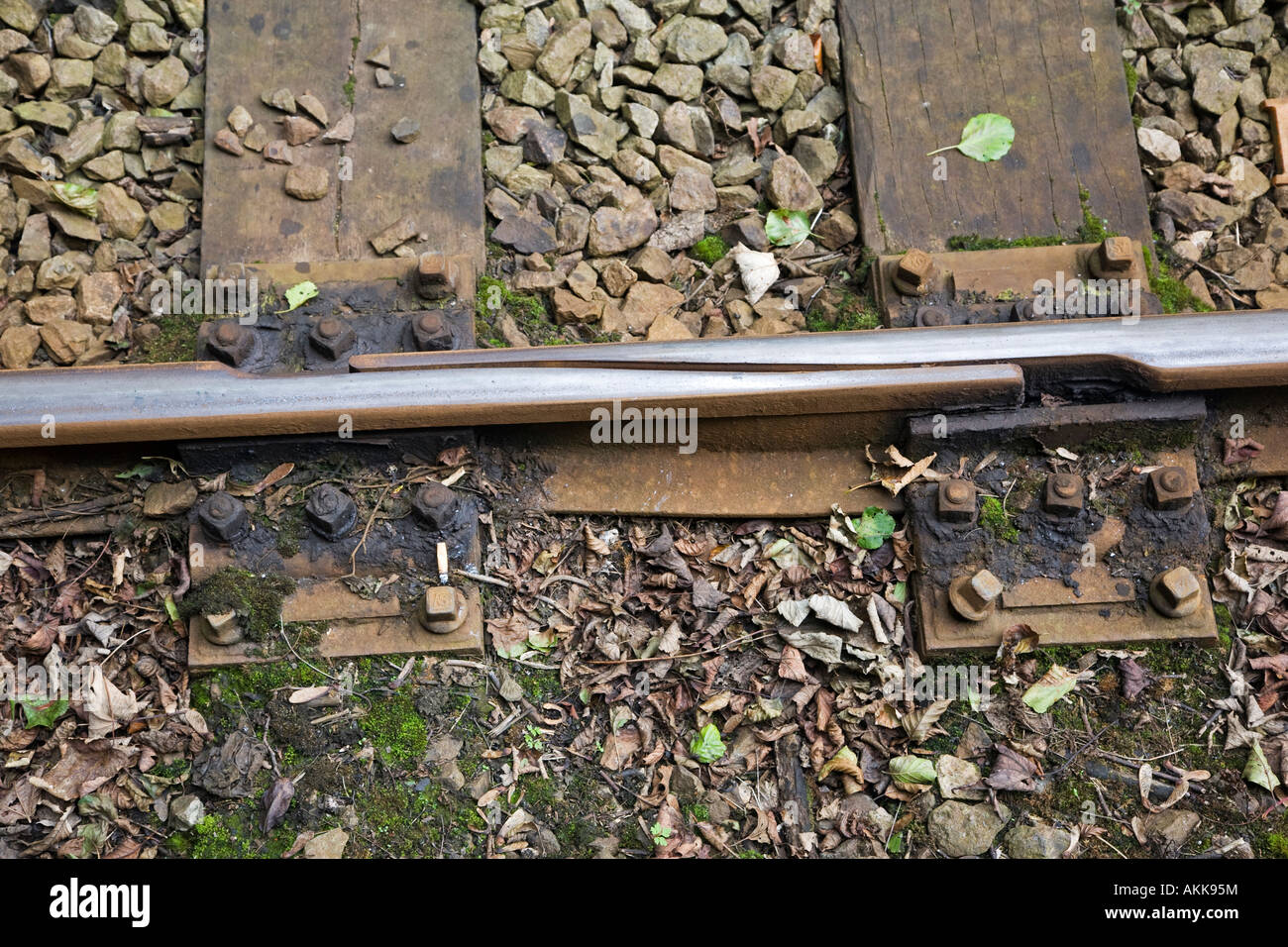 Dehnungsfuge in Bahnstrecke Stockfoto