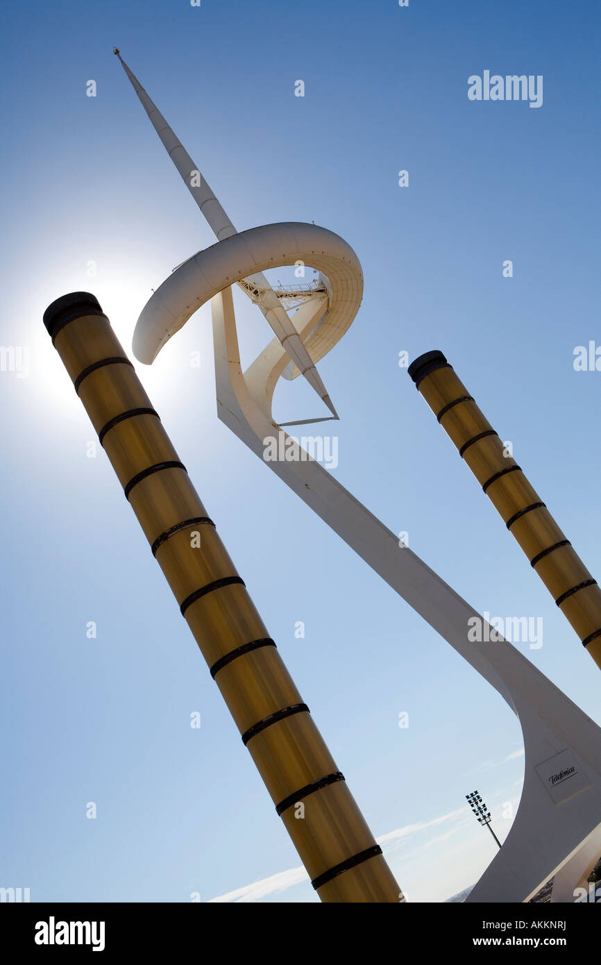 Calatrava Kommunikation Turm, Olympia-Stadion-Komplex, Barcelona. Stockfoto