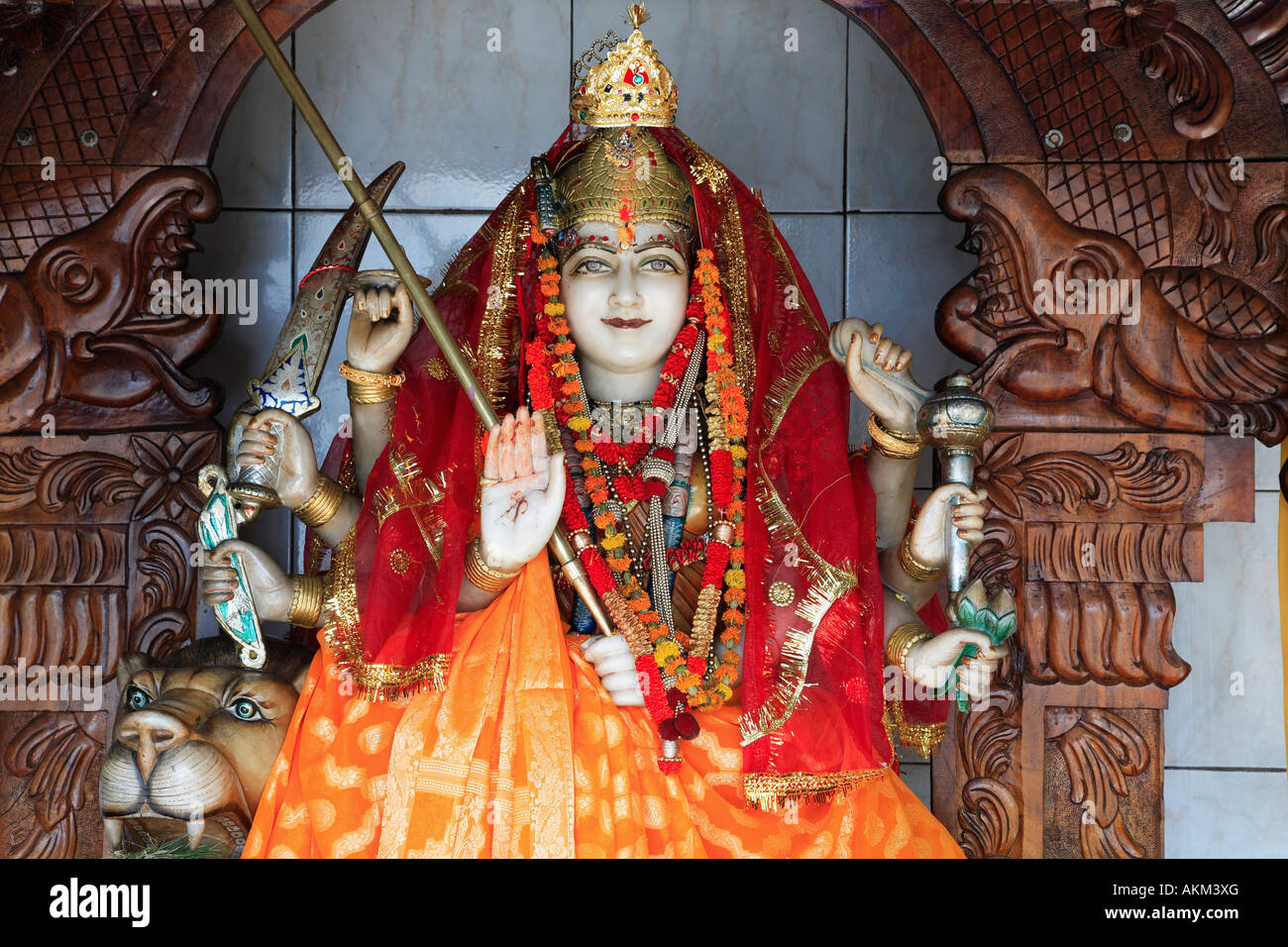 Mauritius Grand Bassin Hindutempel Göttinnenstatue Stockfoto